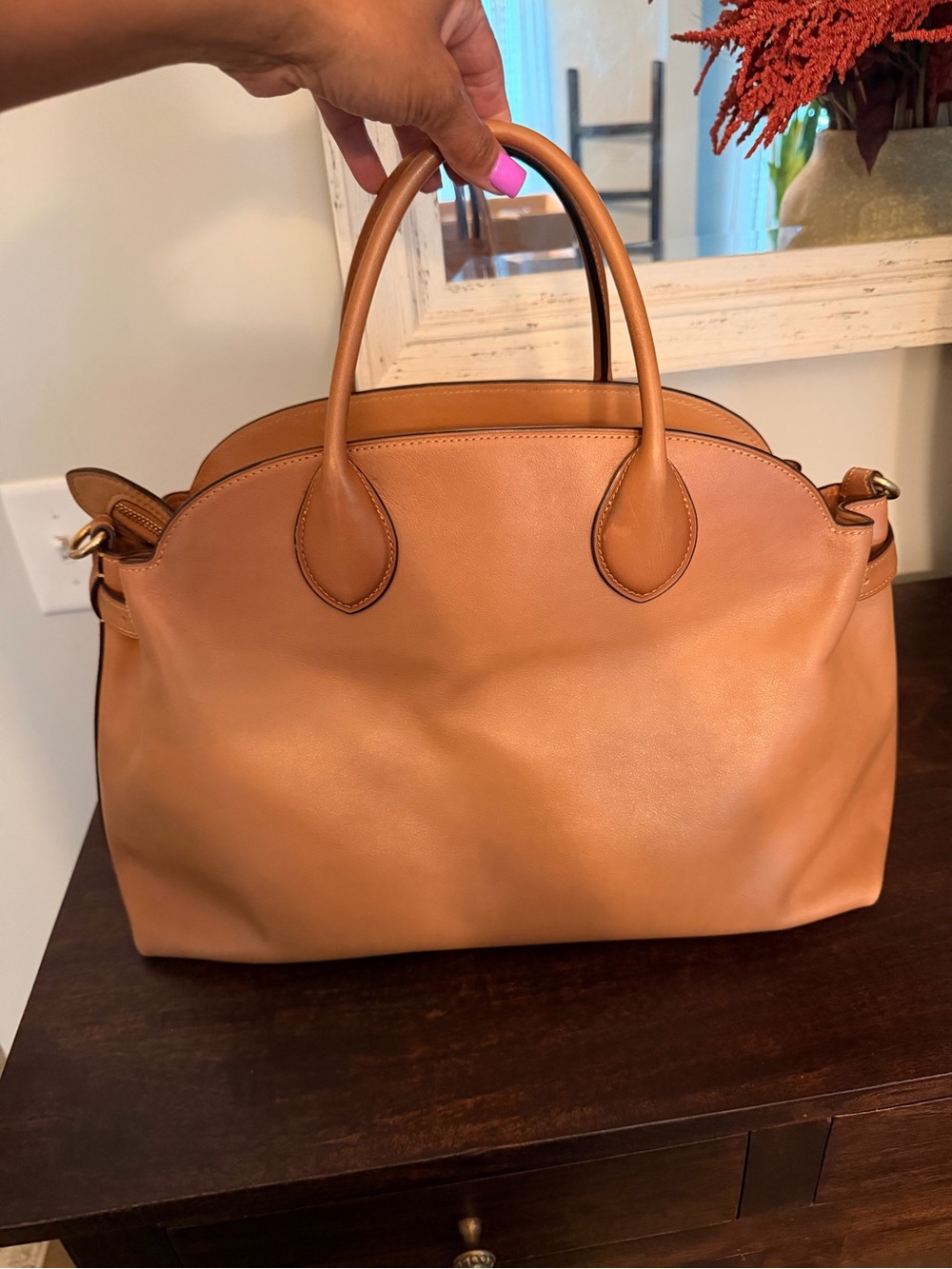 Coach Leather Satchel Handbag - Tan/Honey - Picture 3 of 16